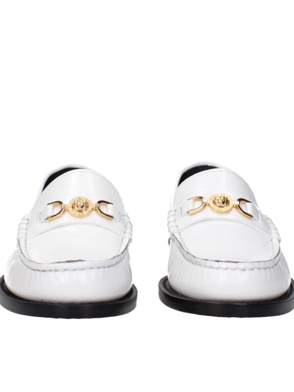 Authentic Versace Medusa Leather Flats White Gold Size 8